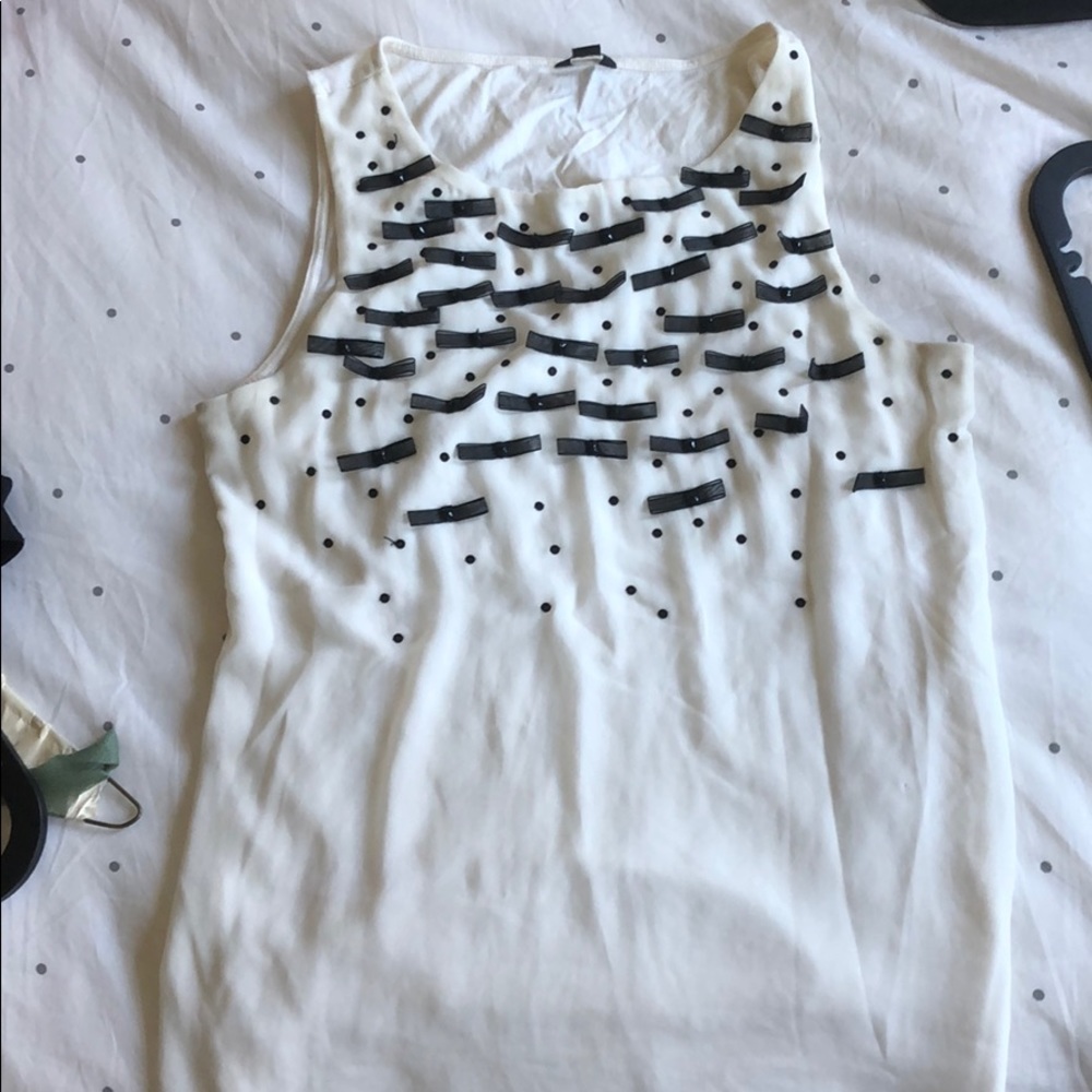 Ann Taylor sleeveless blouse with bows and sequins